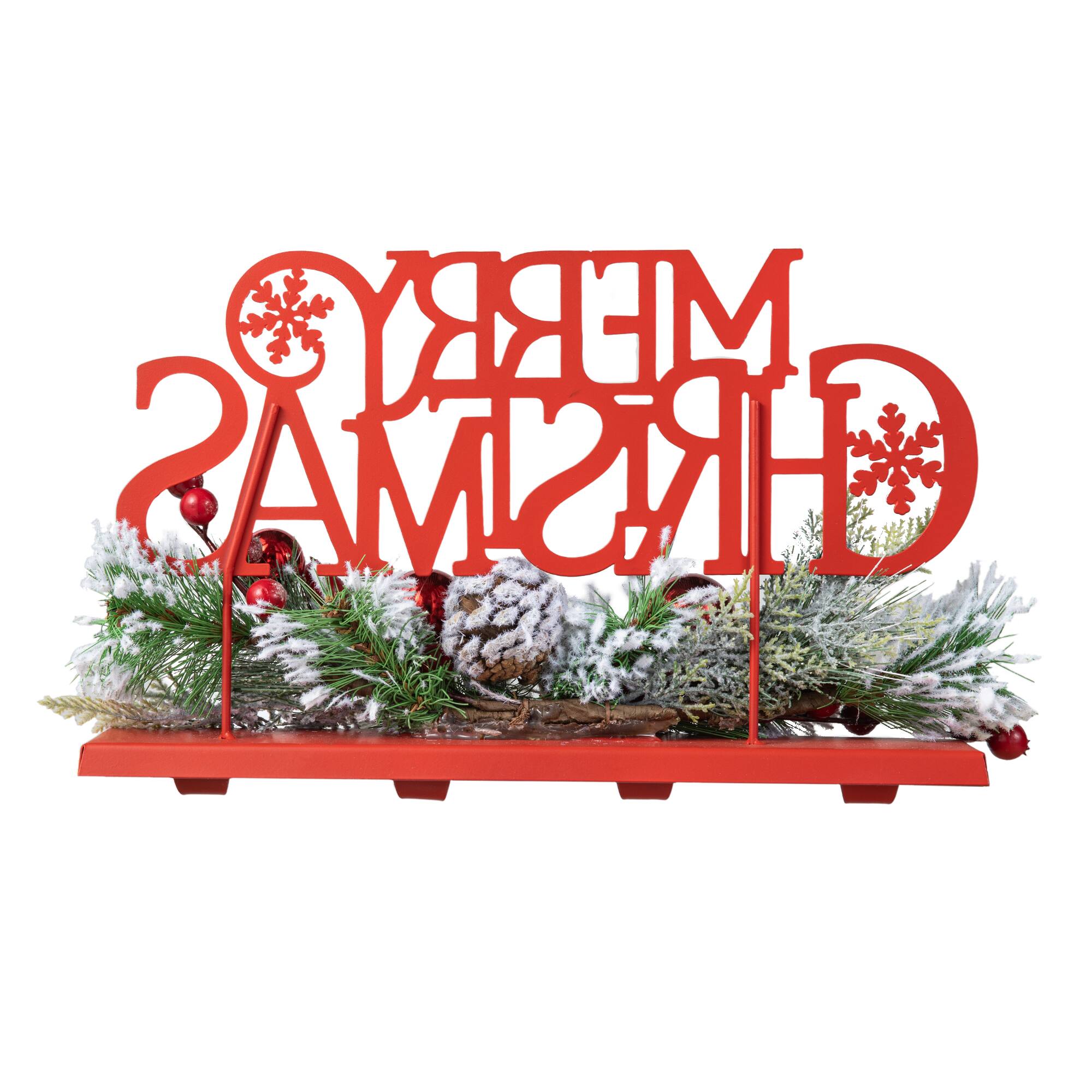 Glitzhome® 14.5" Merry Christmas Metal Stocking Holder